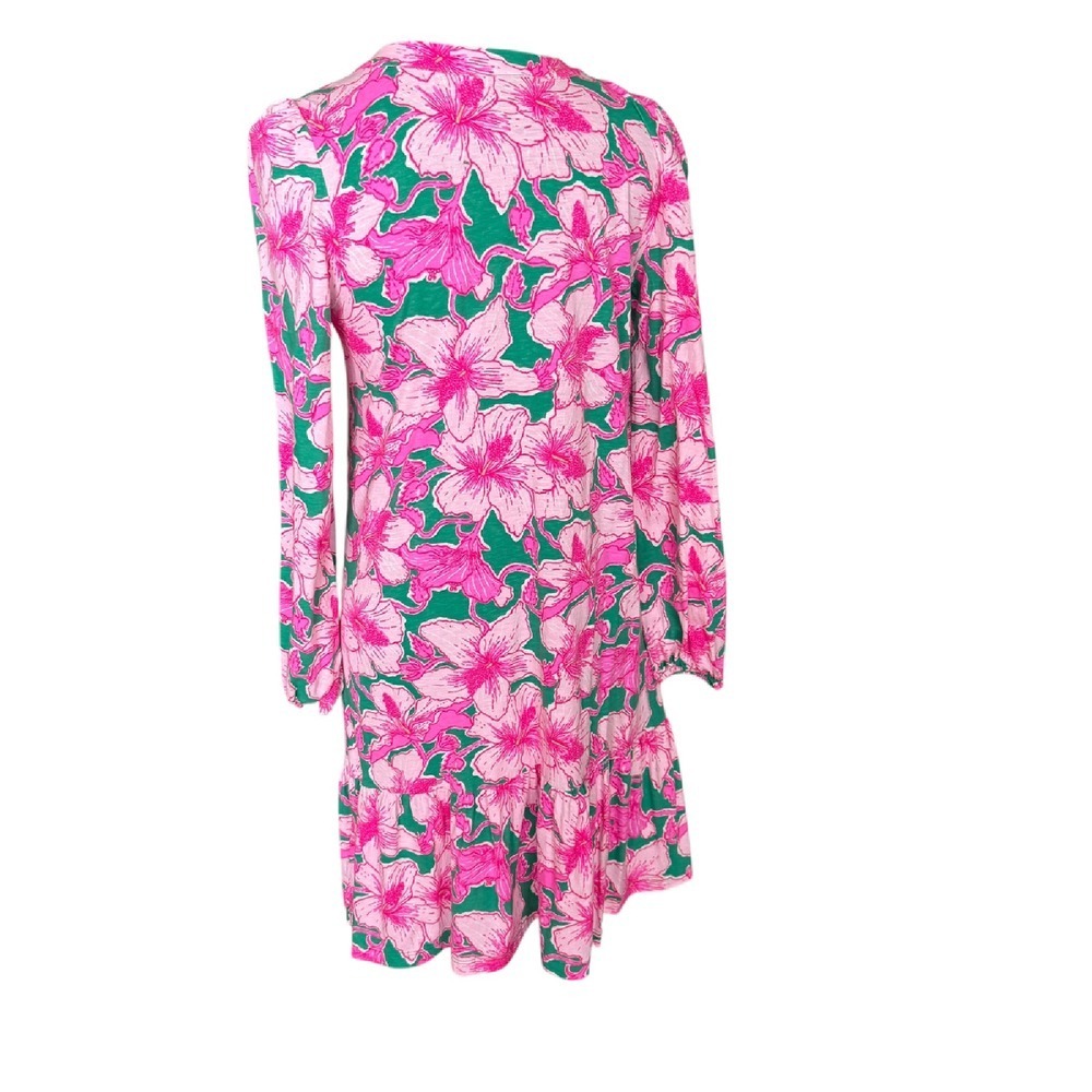 Lilly Pulitzer Alyssa Hibiscus Print Dress Long Sleeve Shift Size XS - Picture 2 of 10
